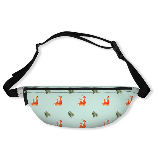 Fox and Trees Fanny Pack (Light Green)