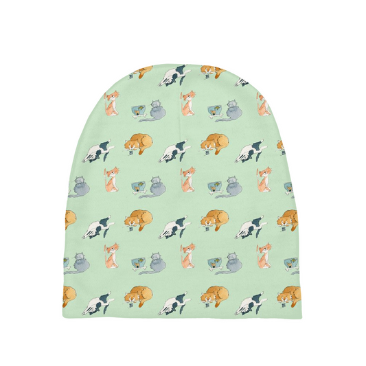 Cats Pattern Baby Beanie (Green)