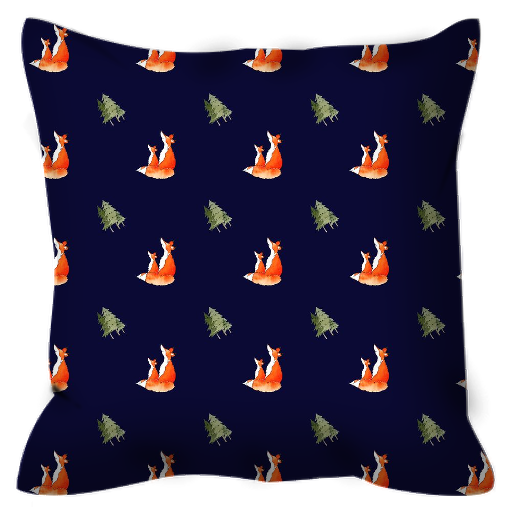 Foxes and Trees Pattern (Dark Blue)