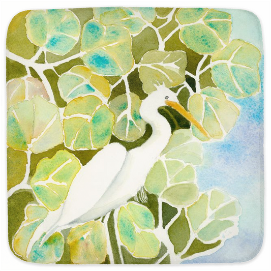 Snowy Egret and Sea Grapes  Hooded Baby Towel