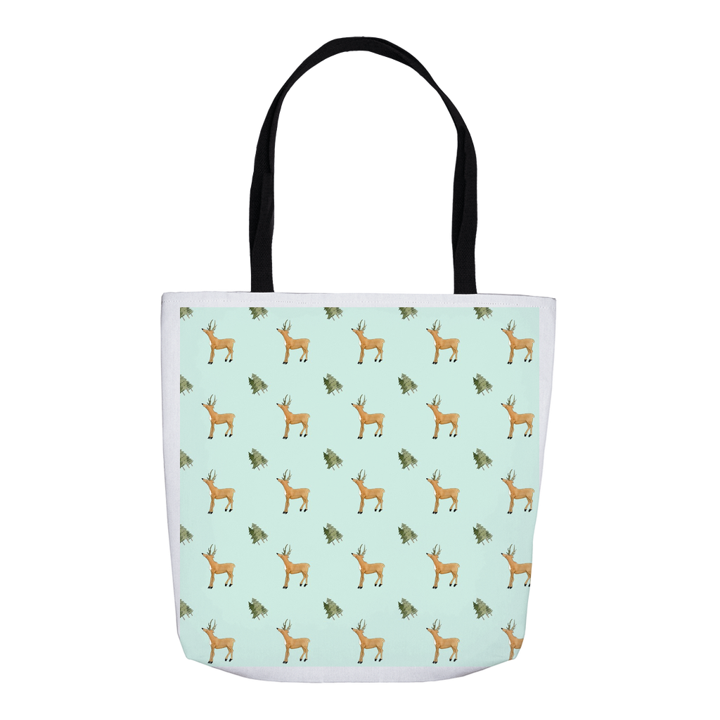 Deer and Trees Tote Bag (Light Green)