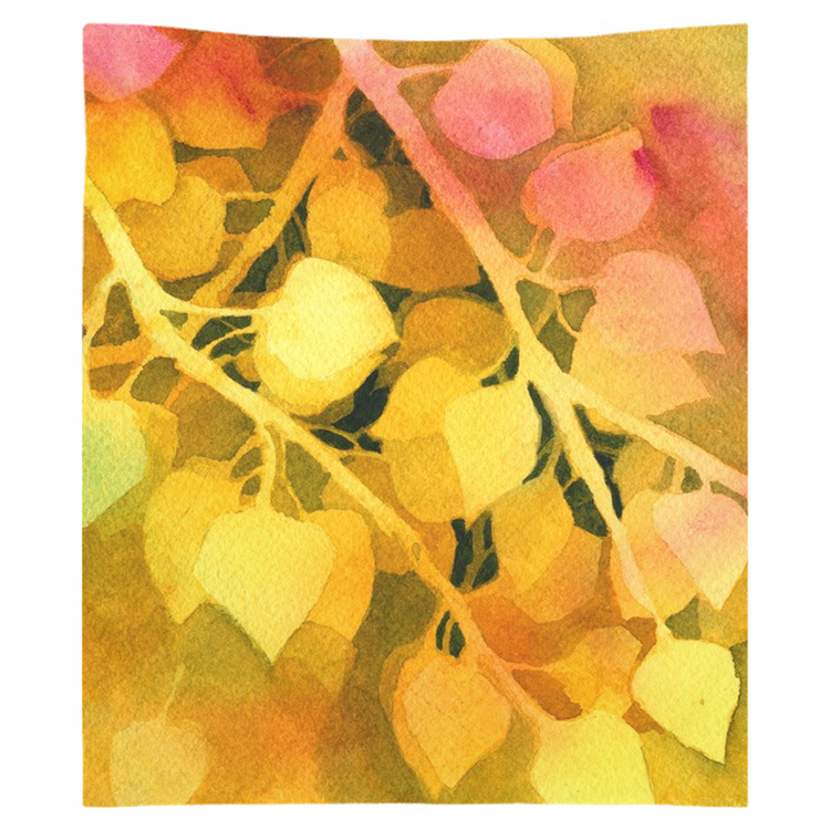 Golden Aspen Leaves Tapestry