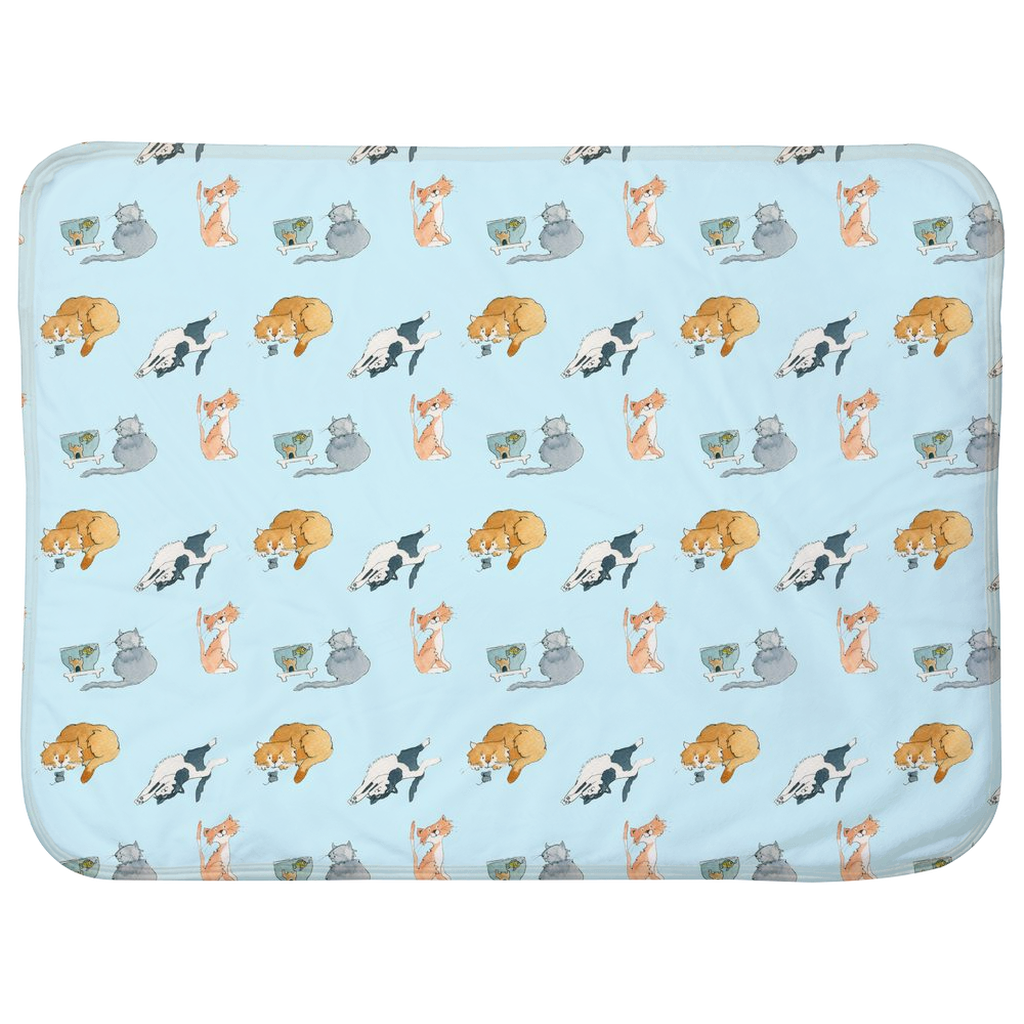 Cats Pattern Baby Sherpa Blanket (Blue)