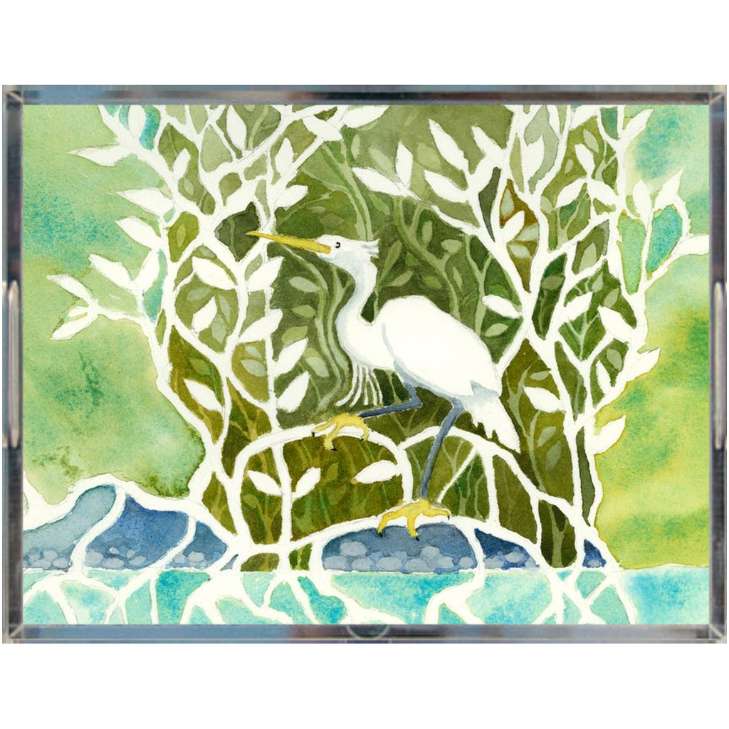 Snowy Egret Mangrove Acrylic Tray