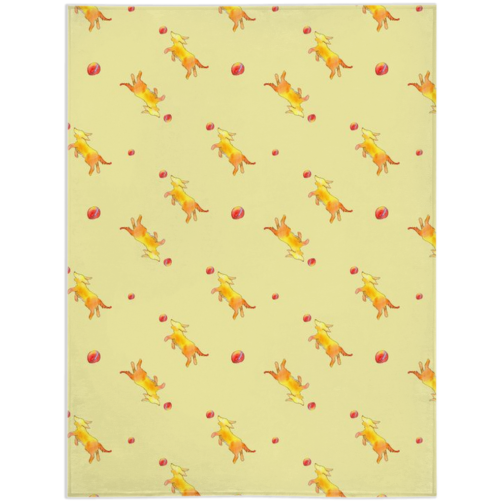 Playful Puppy Pattern Minky Blanket  (Yellow)
