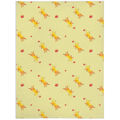 Playful Puppy Pattern Minky Blanket  (Yellow)