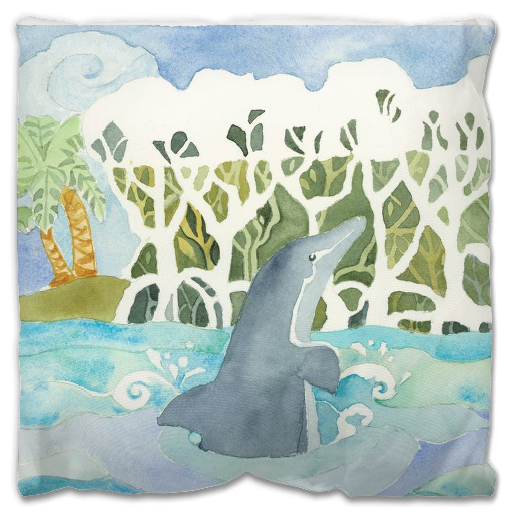 Dolphin Island Outdoor Pillow