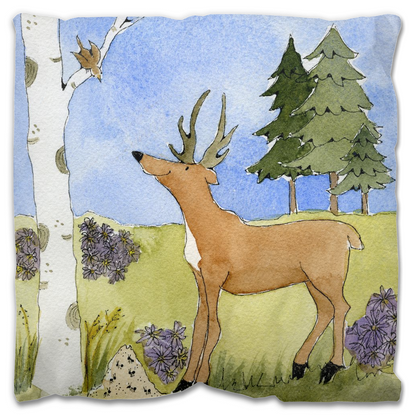 Antlers, Aspen, Ants and Alpine Asters Outdoor Pillow