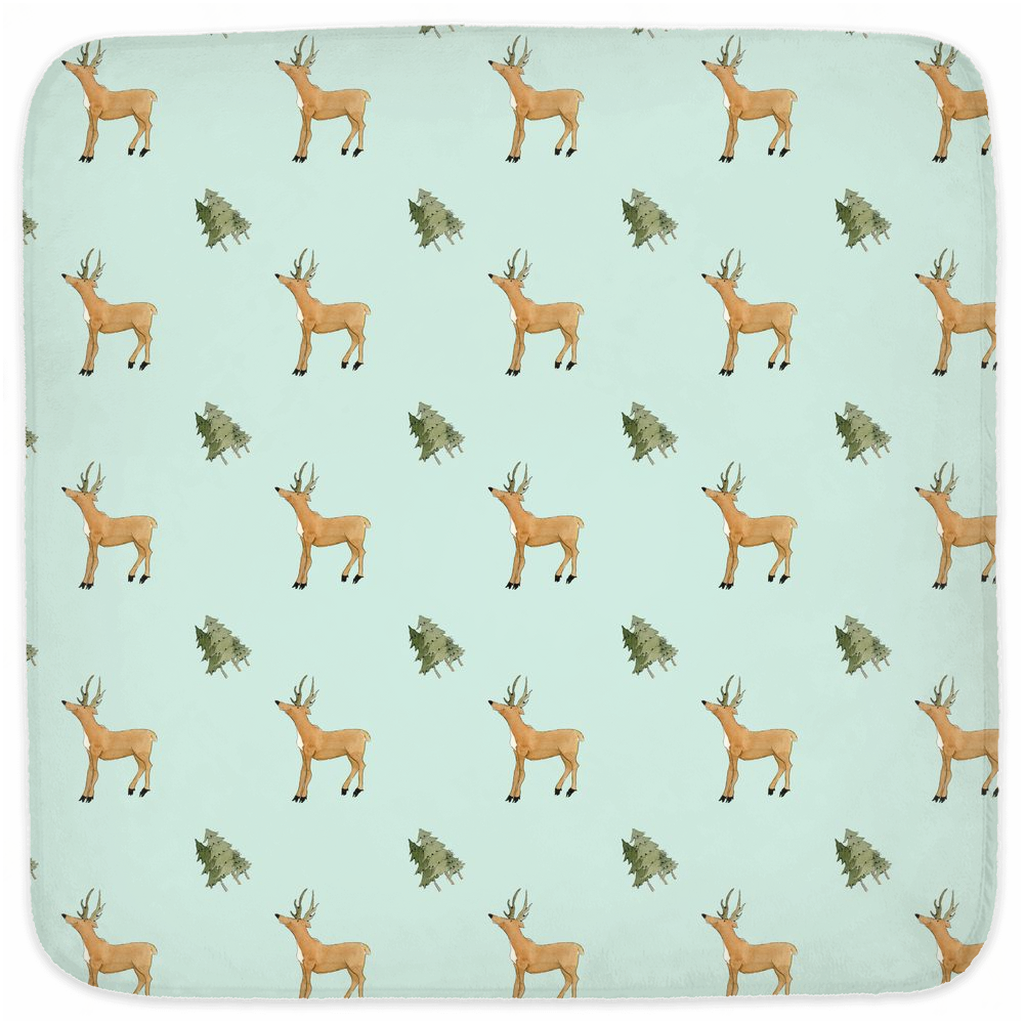 Deer and Trees Pattern Hooded Baby Towel (Green)