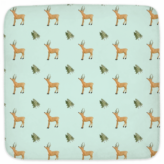 Deer and Trees Pattern Hooded Baby Towel (Green)