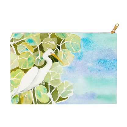 Snowy Egret and Sea Oats Accessory Pouch