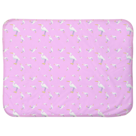 Snowy Egret Pattern Baby Sherpa Blanket (Pink)