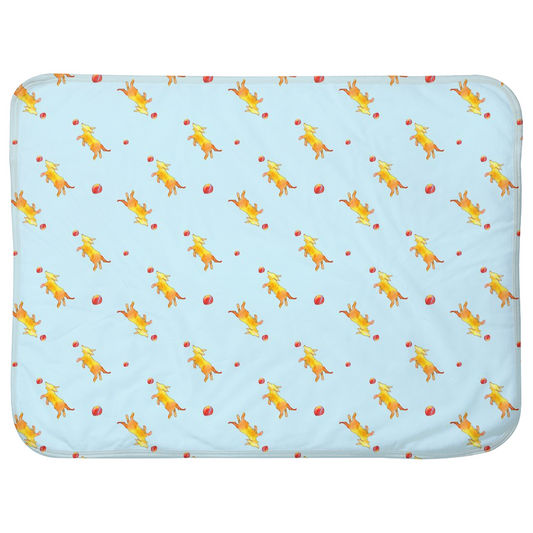 Playful Puppy Pattern Baby Sherpa Blanket (Blue)