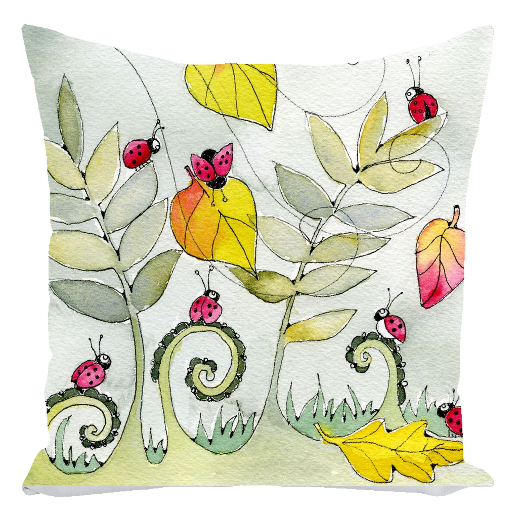 Ladybugs and Leaves letter L Throw Pillow