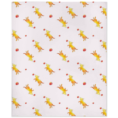 Playful Puppy Pattern Minky Blanket  (Pink)