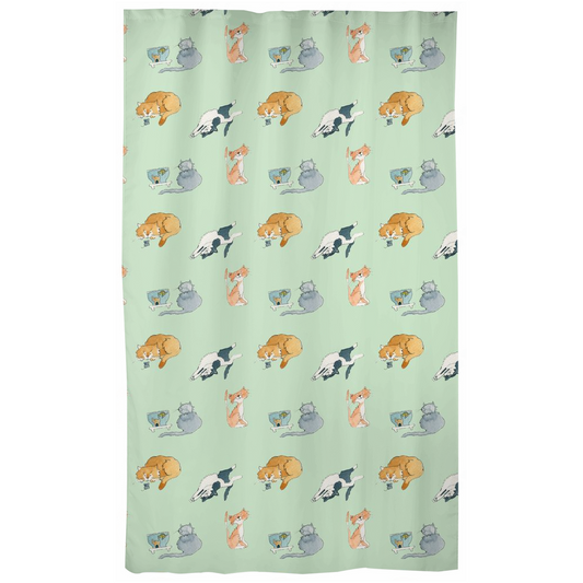 Cats Pattern Curtains (Green)