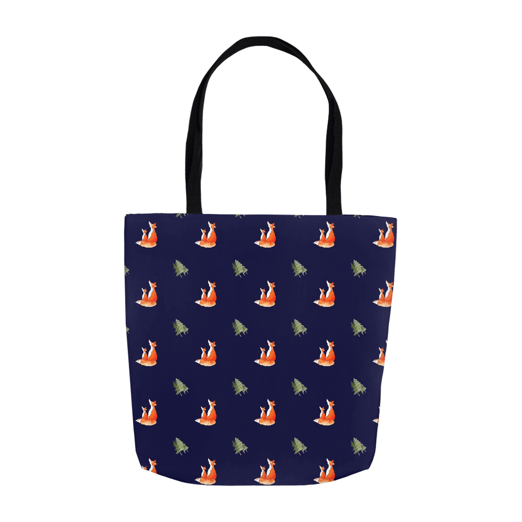 Fox and Trees Tote Bag (Midnight Blue)