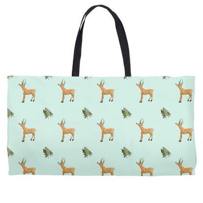 Deer and Trees Weekender Tote (Green)