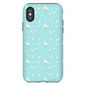 Snowy Egret  Pattern  iPhone Case (Blue)