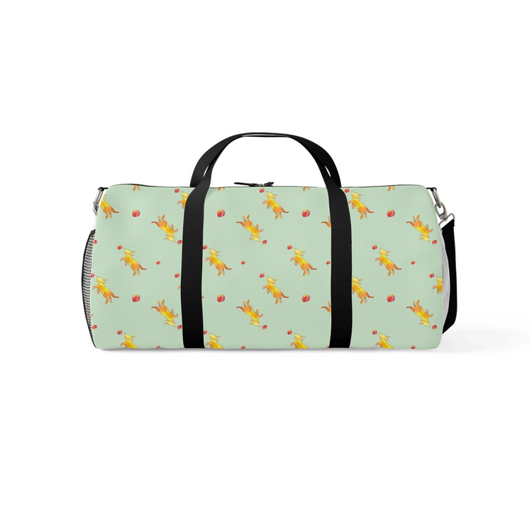 Playful Puppy Pattern Duffle Bag (Green)