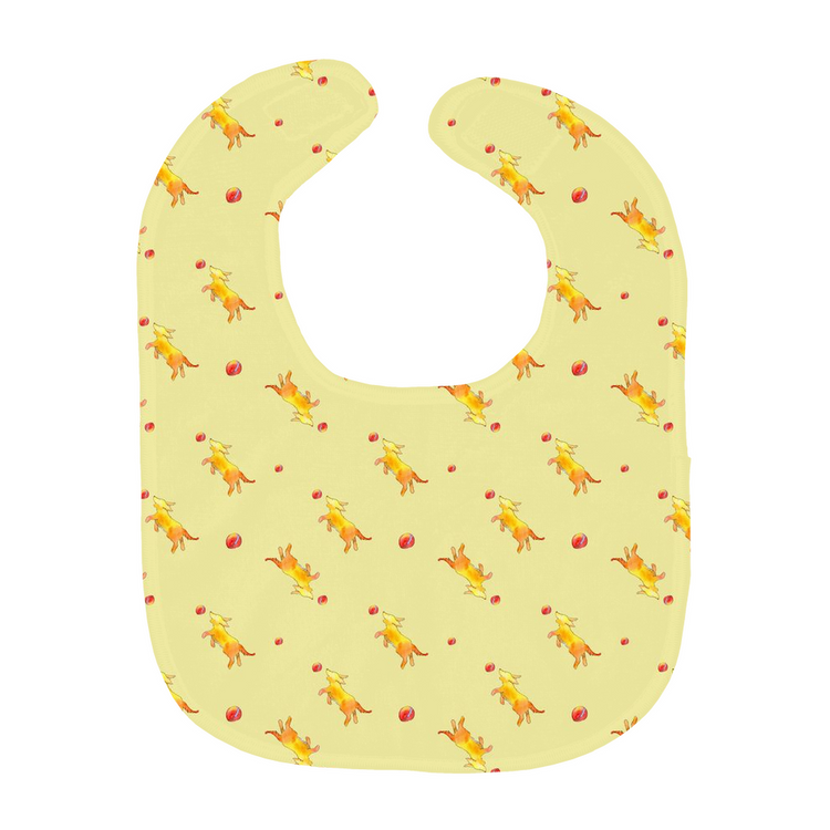 Playful Puppy Pattern Baby Bib -(Yellow)