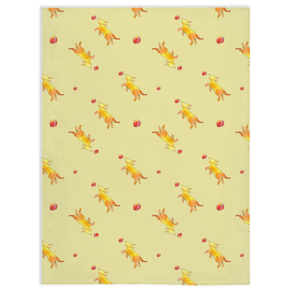 Playful Puppy Pattern Minky Blanket  (Yellow)