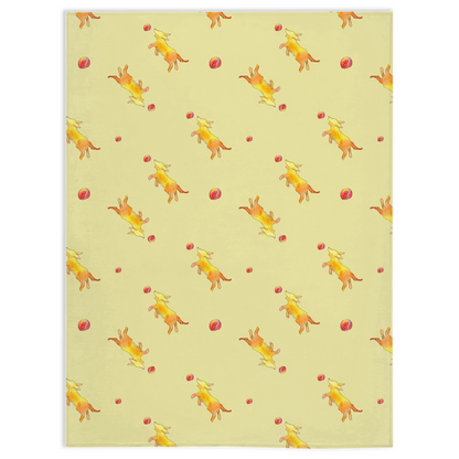 Playful Puppy Pattern Minky Blanket  (Yellow)