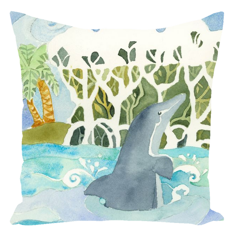 Dolphin Island Throw Pillow