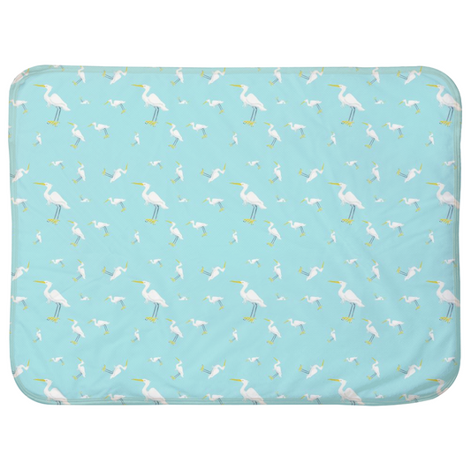 Snowy Egret Pattern Baby Sherpa Blanket (Blue)