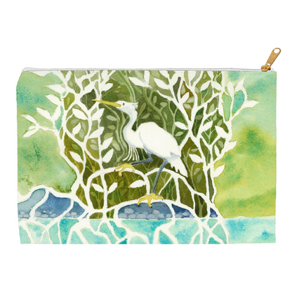 Snowy Egret Mangrove Accessory Pouch