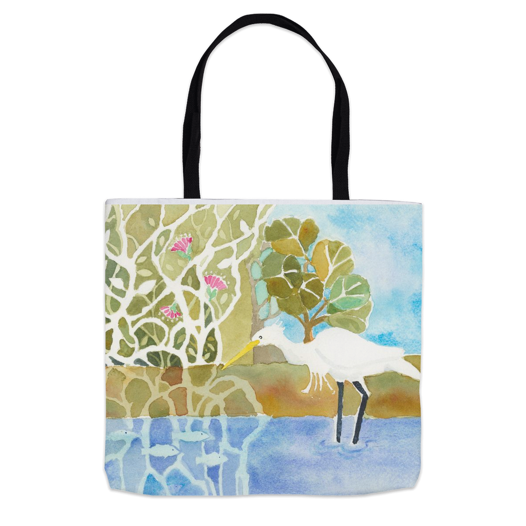 Snowy Egret Fishing Tote Bag