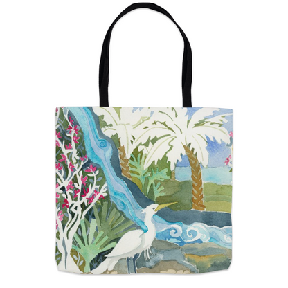 Snowy Egret Waterfall Tote Bag