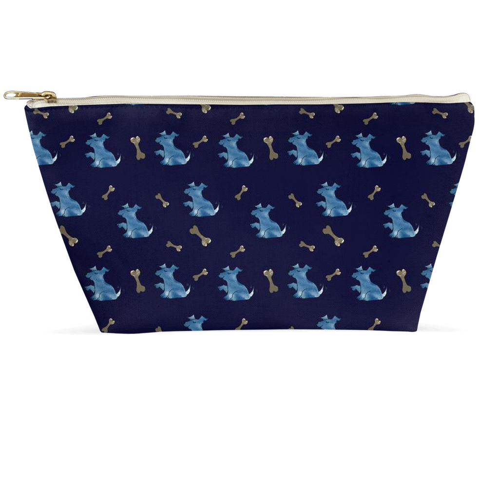 Simple Dog and Bone Pattern Accessory Pouch (Dark Blue)