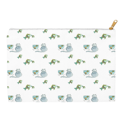 Cat and Fish Pattern Accessory Pouch