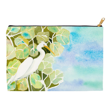 Snowy Egret and Sea Oats Accessory Pouch