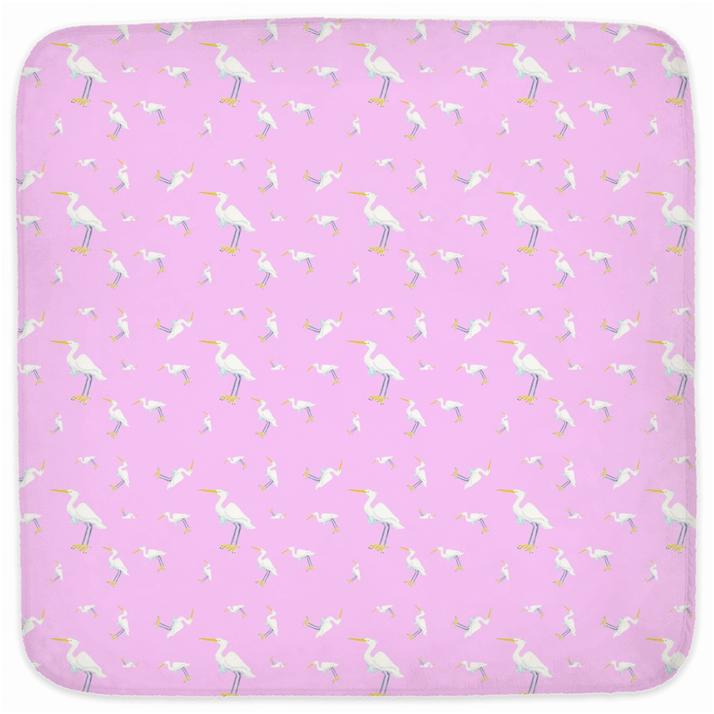 Snowy Egret Pattern Hooded Baby Towel (pink)