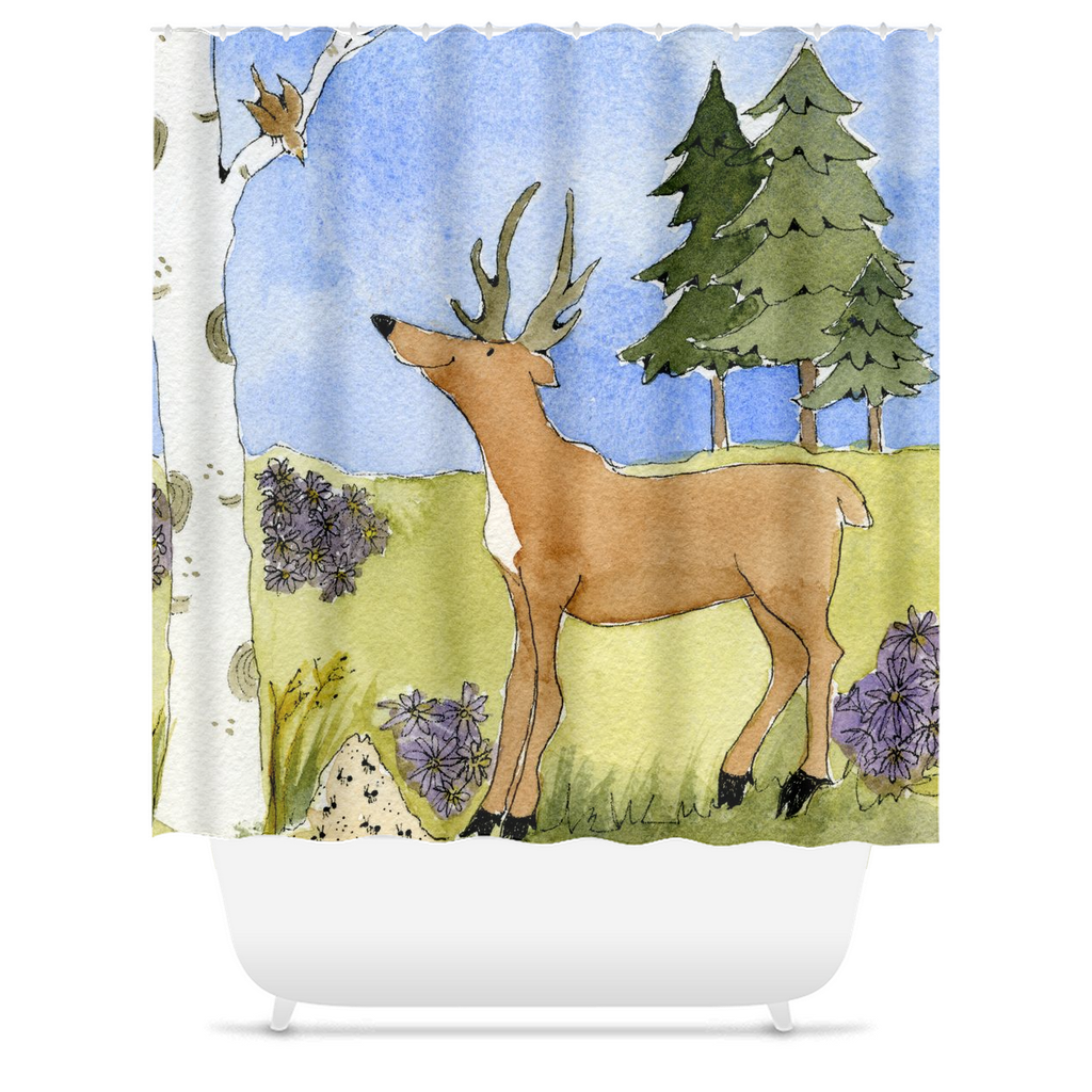 Antlers and Aspen Shower Curtain