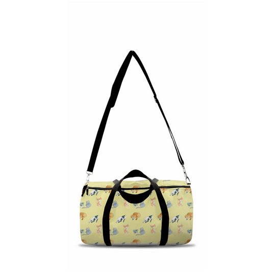 Cats Pattern Duffle Bag (Yellow)