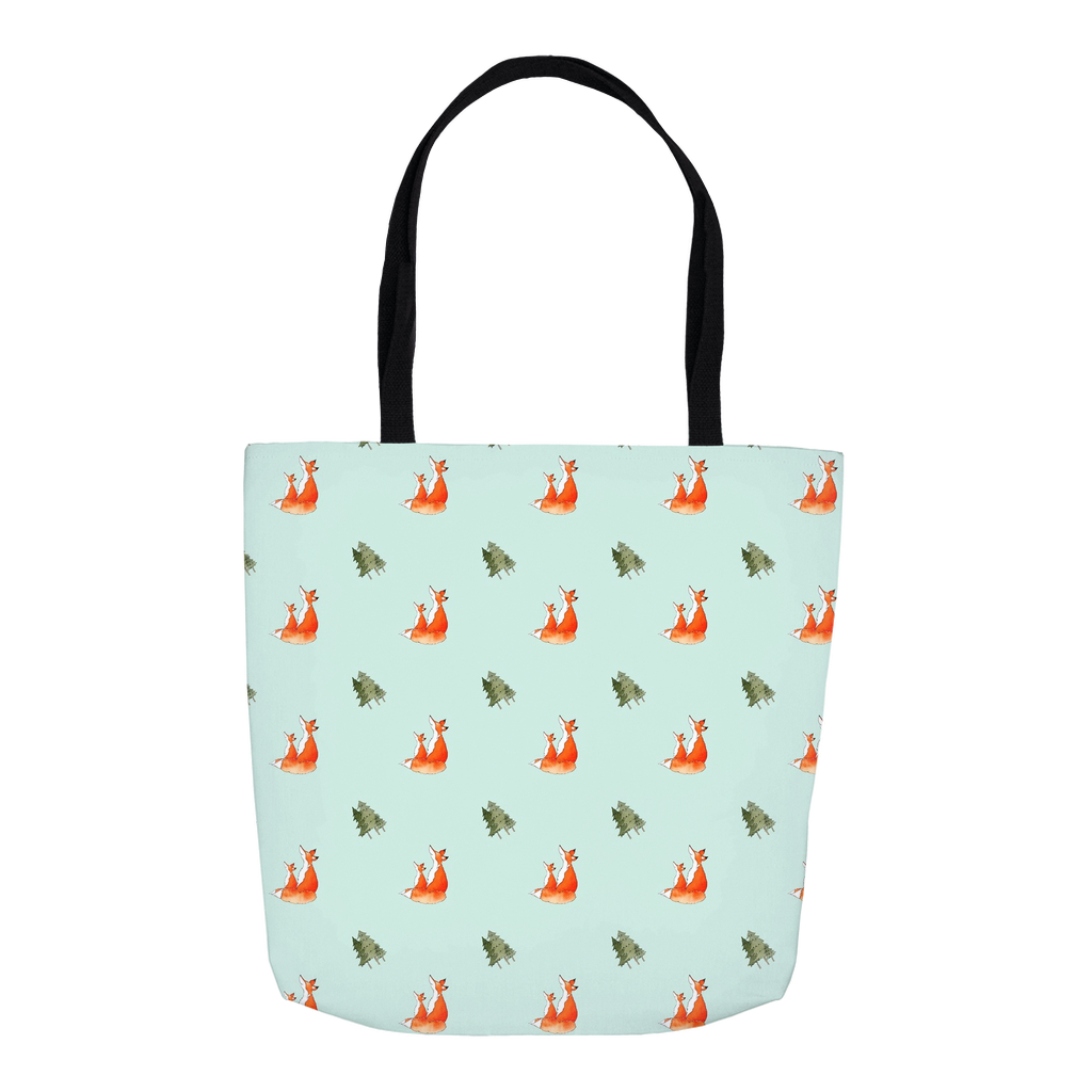 Fox and Trees Tote Bag (Light Green)