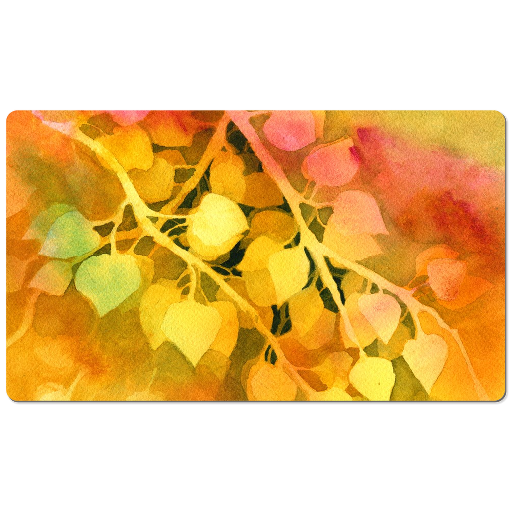 Golden Aspen Leaves Desk Mat