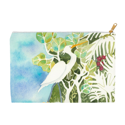 Snowy Egret and Gecko Accessory Pouch