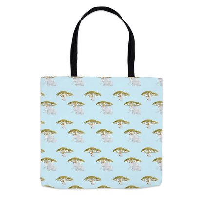 Elephant and Trees Pattern Tote Bag (Blue)