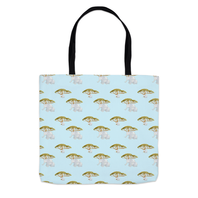 Elephant and Trees Pattern Tote Bag (Blue)