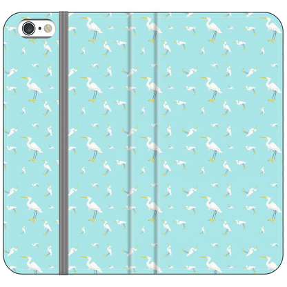 Snowy Egret  Pattern  iPhone Case (Blue)