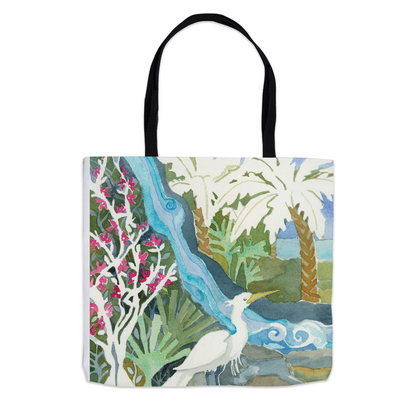 Snowy Egret Waterfall Tote Bag