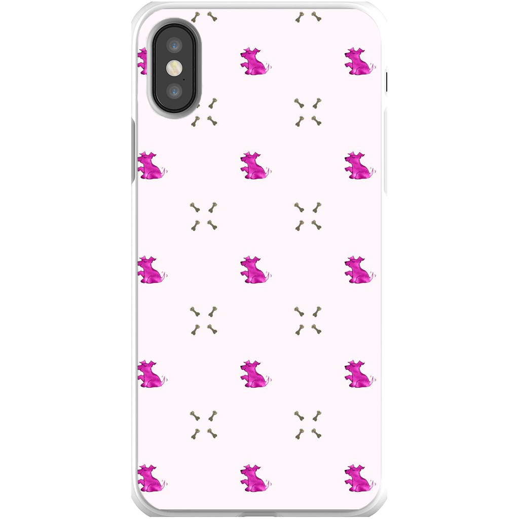 Simple Dog and Bone Pattern I Phone Case (Pink)