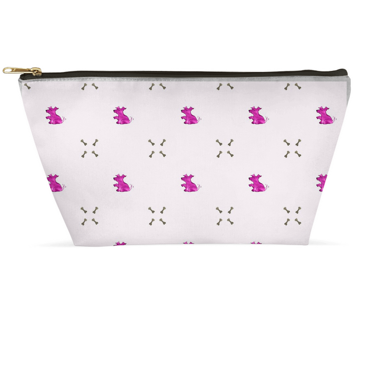 Simple Dog and Bone Pattern Accessory Pouch (Pink)