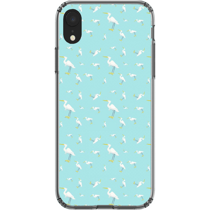 Snowy Egret  Pattern  iPhone Case (Blue)