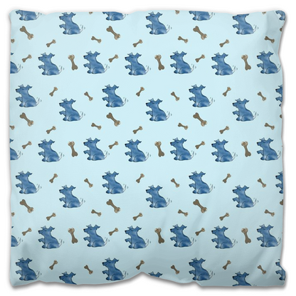 Simple Dog and Bone Pattern Outdoor Pillow ( Blue)