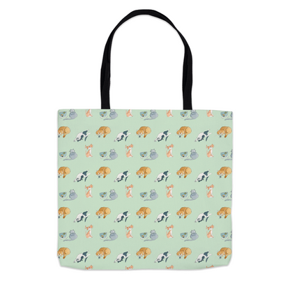 Cats Pattern Tote Bag (Green)